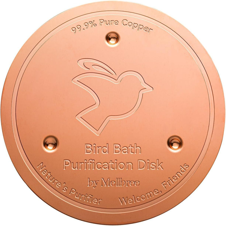 Mellbree Bird Bath Copper Disk, 0.6mm Reinforced 99.99% PLre Copper Cleaning Disk for Physical Safe Clean Water All-Season, Universal Fit for Outdoor Birdbaths, Bowl, Bird Bath Solar