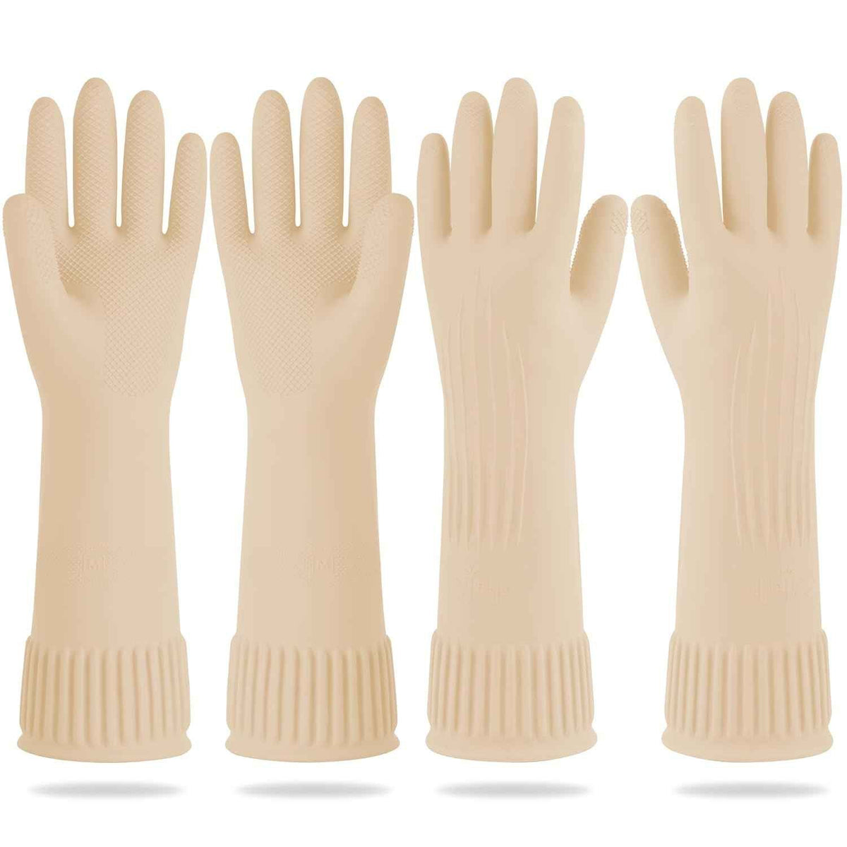Mamison 2 Pairs Reusable Waterproof Household Dishwashing Cleaning Rubber Gloves, Non-Slip Kitchen Glove (Pink, Medium (Pack of 2))