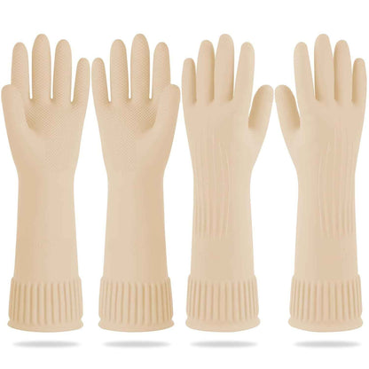 Mamison 2 Pairs Reusable Waterproof Household Dishwashing Cleaning Rubber Gloves, Non-Slip Kitchen Glove (Pink, Medium (Pack of 2))