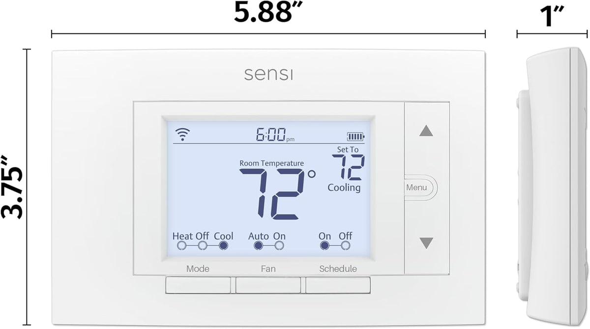 Sensi Smart Thermostat, 100 Years Of Expertise, Wi-Fi, Data Privacy, Programmable, Easy DIY Install, Works With Alexa, Energy Star Certified, Mobile App, ST55