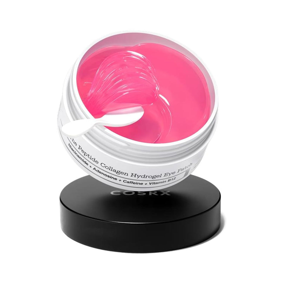 COSRX Pink Peptides Collagen Hydrogel Eye Patch for PLffy Eyes, Dark Circles & Fine Lines, Cooling Under Eye Patches (60), Korean Skin Care