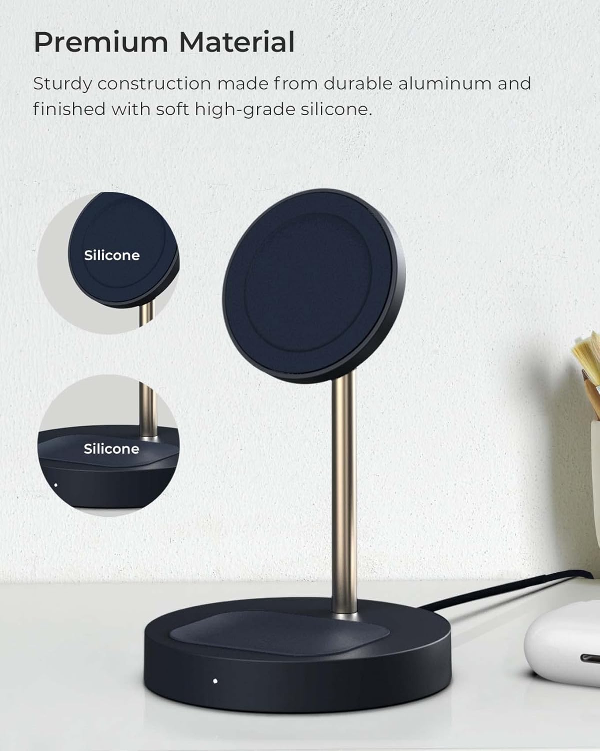 iOttie Velox Magnetic Wireless Duo Stand. 7.5W Mounting Stand + 5W Charging Pad. MagSafe Compatible for iPhone 12, iPhone 13, iPhone 14, & iPhone 15 Series & Qi AirPods Charger (Adapter not Included)