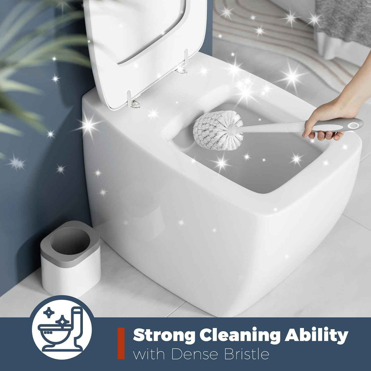 2-Pack Bathroom Toilet Brush Set with Holder, White - Durable Cleaning Bristles for Toilet Bowl