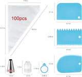 Piping Bags and Tips Set, Cakes Decorating Supplies Kit with 100pcs 12 Inch Pastry Bags, 16 Piping Tips, 3 Cake Scraper, 2 Couplers, 2 Bag Ties, Simple and Convenient Baking Supplies Set