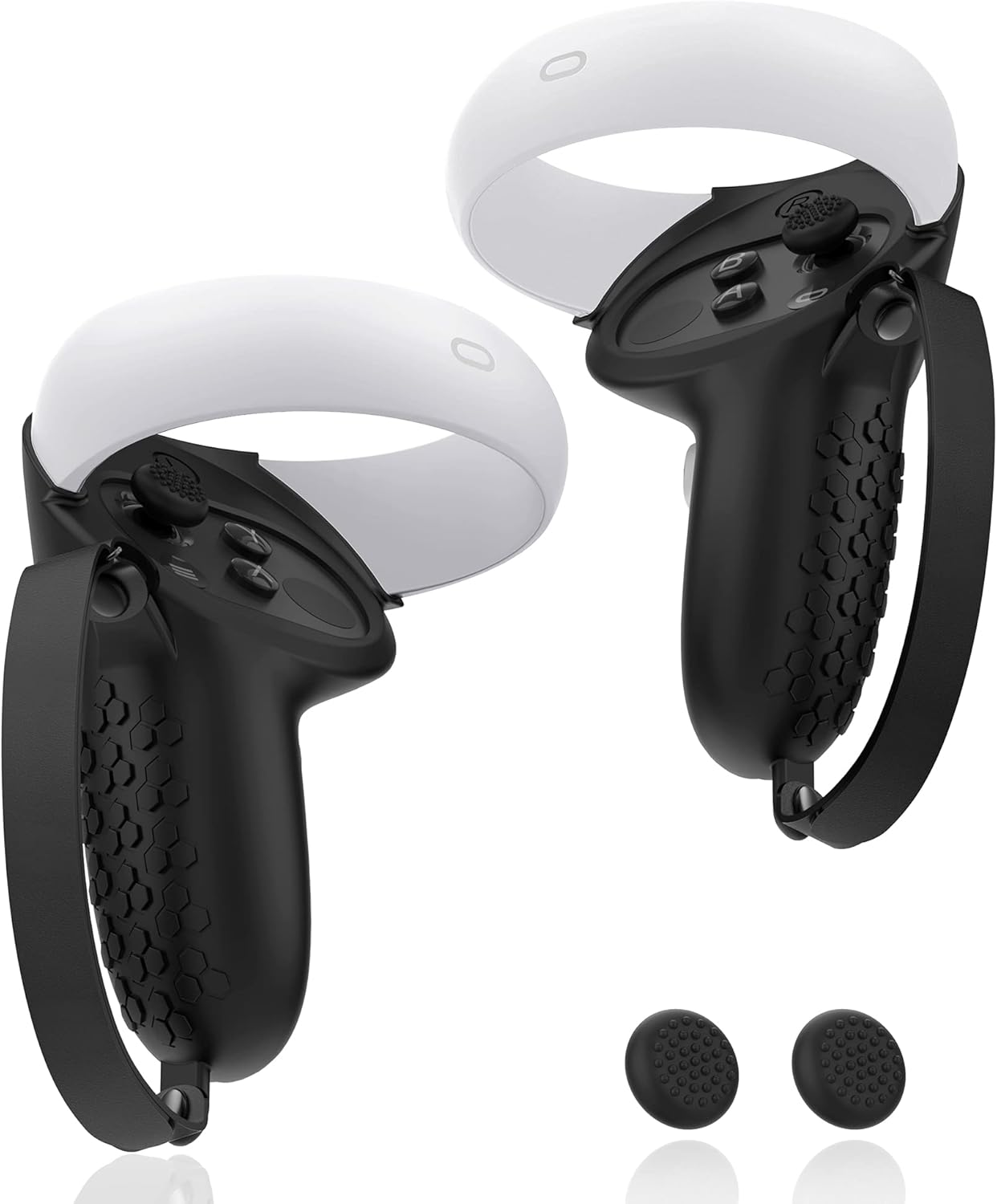 AMZDM Controller Grip for Oculus Quest 2 Accessories Grips Cover for VR Touch Controllers Covers Protector with Non-Slip Thumb Grips 1Pair Black
