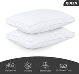 Utopia Bedding Bed Pillows for Sleeping Queen Size (White), Set of 2, Soft & Fluffy Pillow with Down Alternative Filling, Cooling, Hotel Quality, Gusseted Pillow for Back, Stomach or Side Sleepers