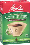 Melitta #4 Cone Coffee Filters, Natural Brown, 100 Count (Pack Of 3), 300 Total Filters - Fits all 8-12 Cup Cone Coffee Makers and Pour-Overs, Compostable, Tear-Resistant