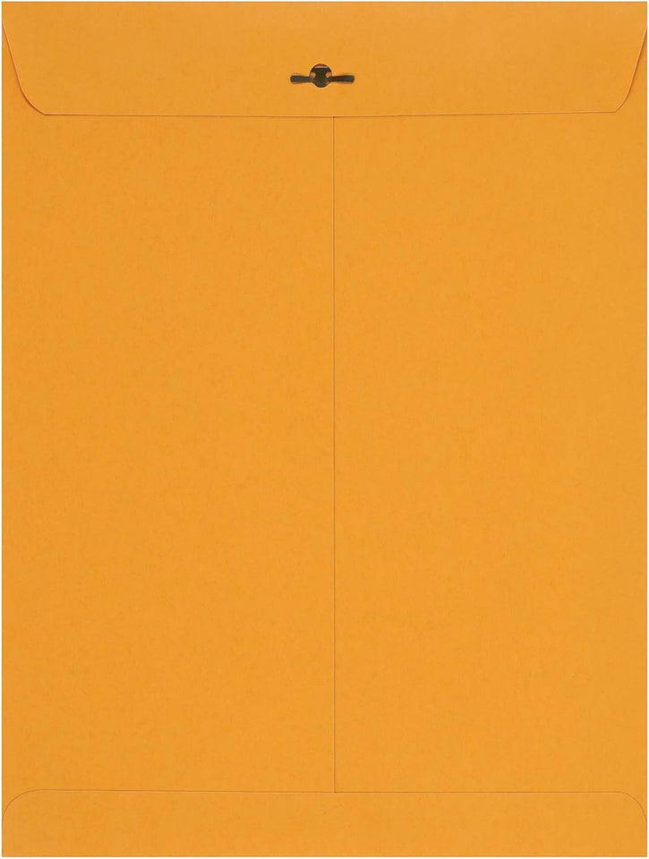 Amazon Basics Clasp Kraft Envelopes for Documents, Gummed Mailing Envelope, 9" x 12", 100-Pack