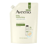 Aveeno Daily Moisturizing Body Wash for Sensitive Skin + Prebiotic Oat, Gently Cleanses, Nourishes & Feels Moisturizing Dry Skin, Light Fragrance, Refill Pouch, 36 fl. oz