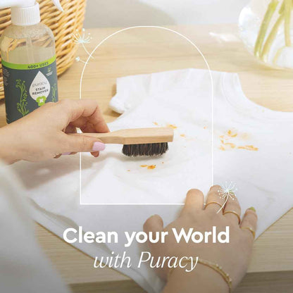 Puracy Laundry Stain Remover Brush for Tough, Deep, and Aged Clothing Stains, with Vegan Bristles for Safe and Effective Stain and Odor Elimination