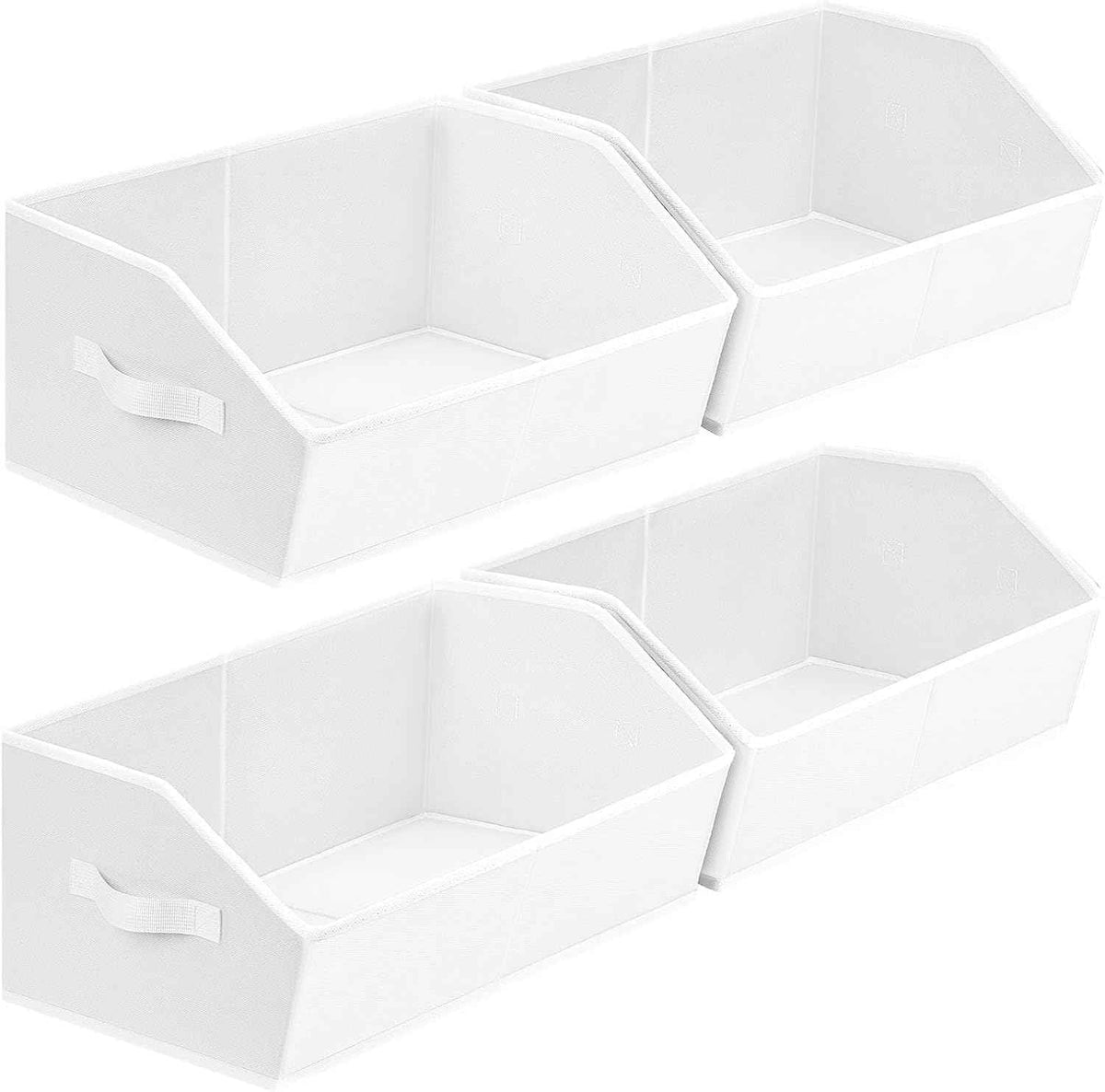 Closet Organizers Bins 6 Packs - Large Closet Shelf Organizer with Handles, Fabric Trapezoid Storage Bins, Collapsible Storage Cubes for Clothes, Towels, Light Gray