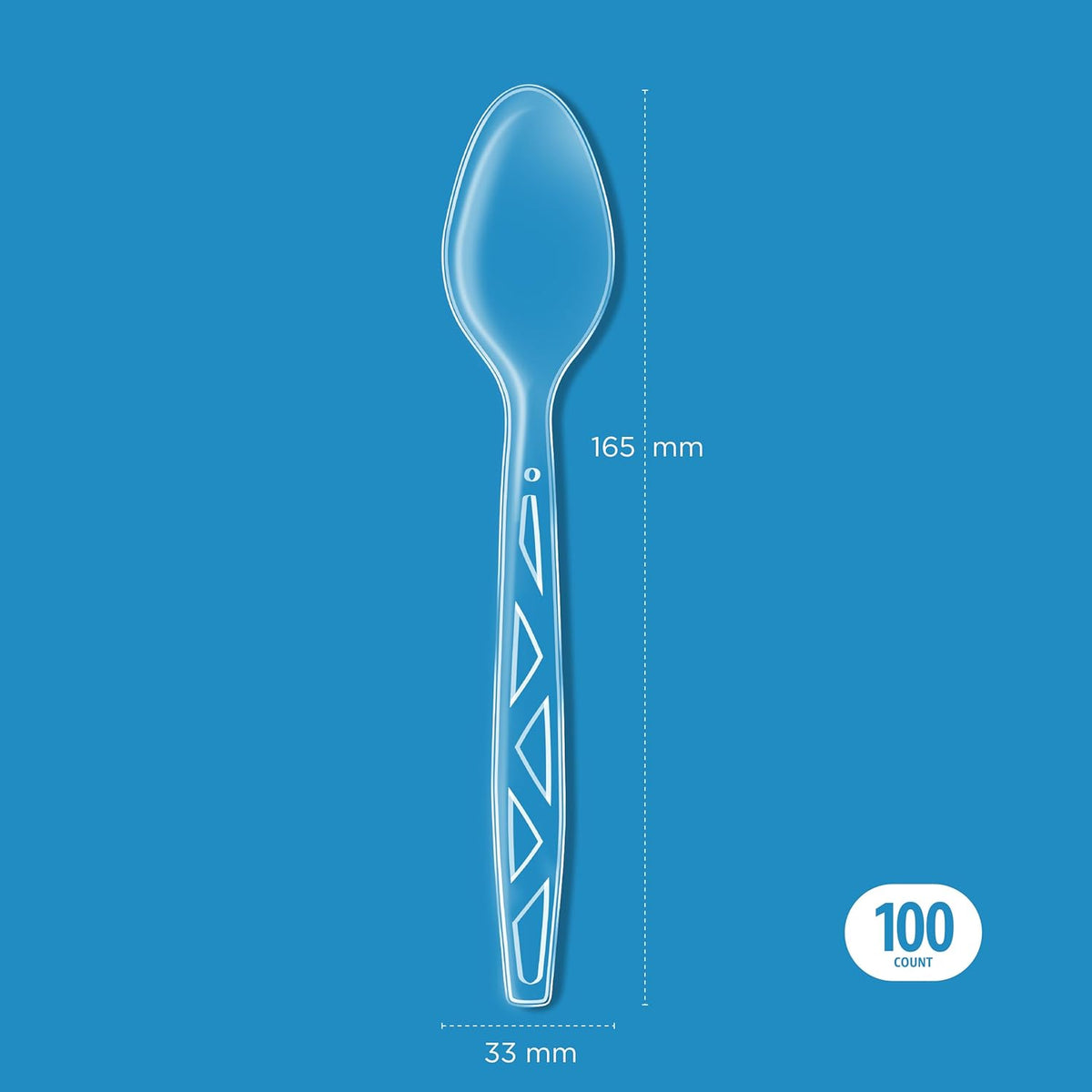 Amazon Basics Disposable Clear Plastic Spoons, Premium Quality, 100 Count, Large Pack