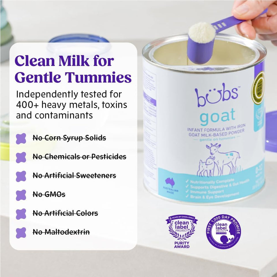 Premium Whole Goat Milk Infant Formula with Iron – Gentle Digestive Support for Sensitive Tummies, Non-GMO Powder with DHA & Prebiotics, 20 oz