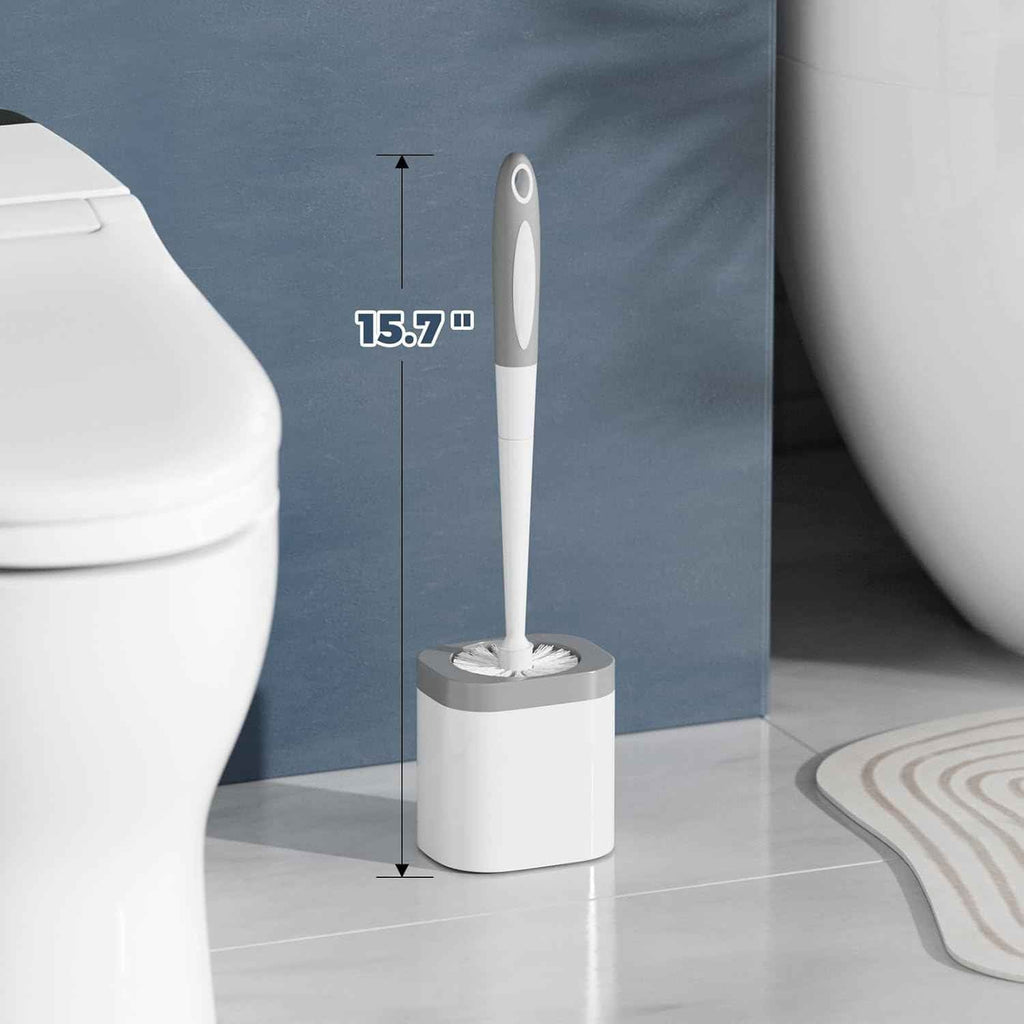 2-Pack Bathroom Toilet Brush Set with Holder, White - Durable Cleaning Bristles for Toilet Bowl