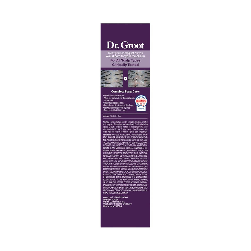 Dr. Groot Award-Winning Hair Thickening Serum for Hair Loss, Korean Hair Care, Scalp Treatment, Clinically Tested, Reduces Oil, Roll On