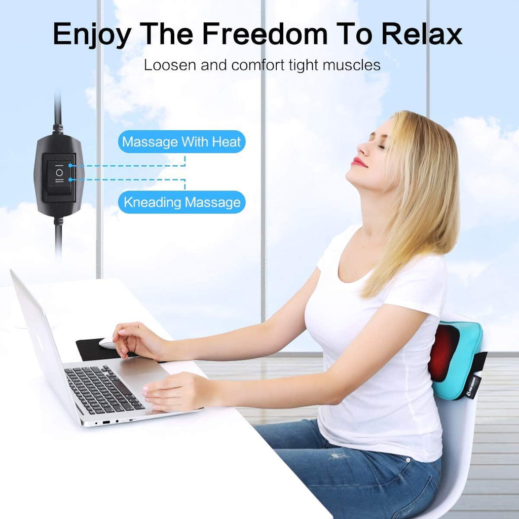 Mo Cuishle Shiatsu Back Massager with Heat – 3D Kneading Neck and Shoulder Massager for Back Pain Relief – Electric Massage Pillow for Home, Office & Car – Valentine’s Day Gifts for Her, Him, Mom, Dad