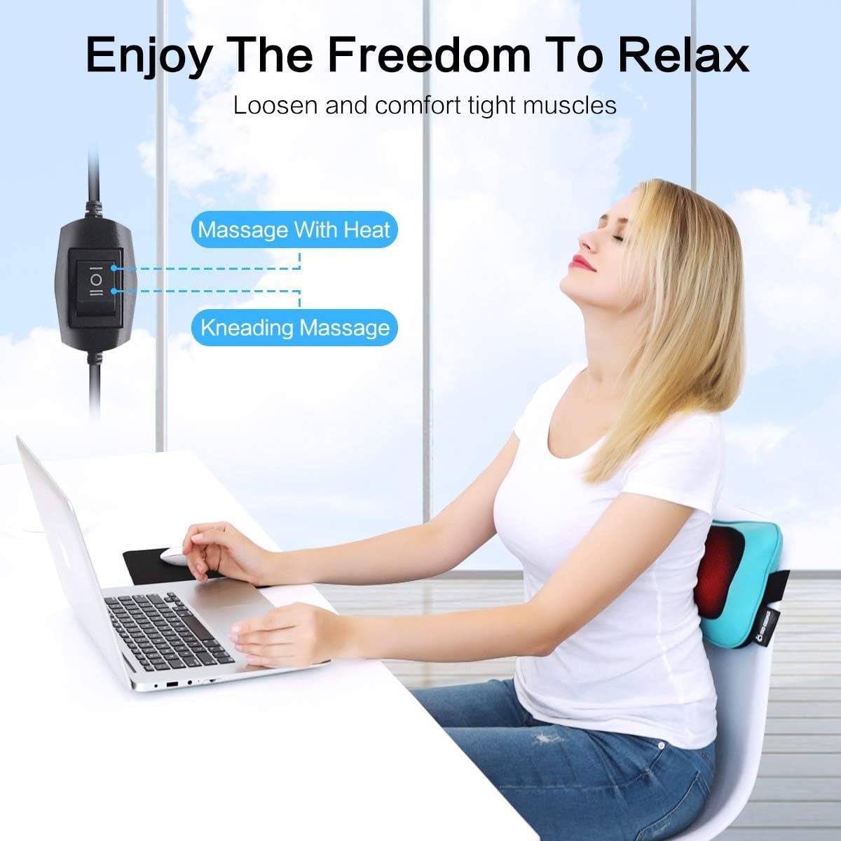 Mo Cuishle Shiatsu Back Massager with Heat – 3D Kneading Neck and Shoulder Massager for Back Pain Relief – Electric Massage Pillow for Home, Office & Car – Valentine’s Day Gifts for Her, Him, Mom, Dad