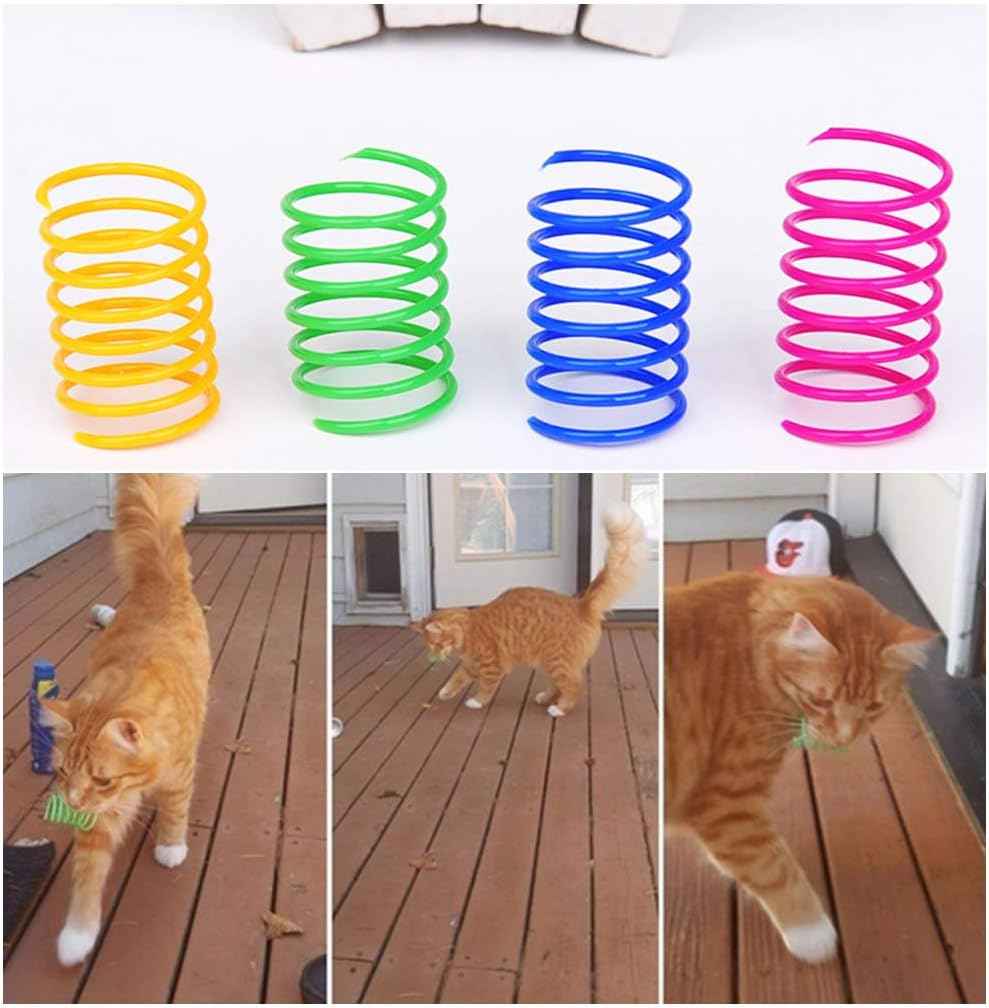 andiker 12pc interactive cat spiral spring toy for kitten swatting biting hunting play colorful sturdy plastic