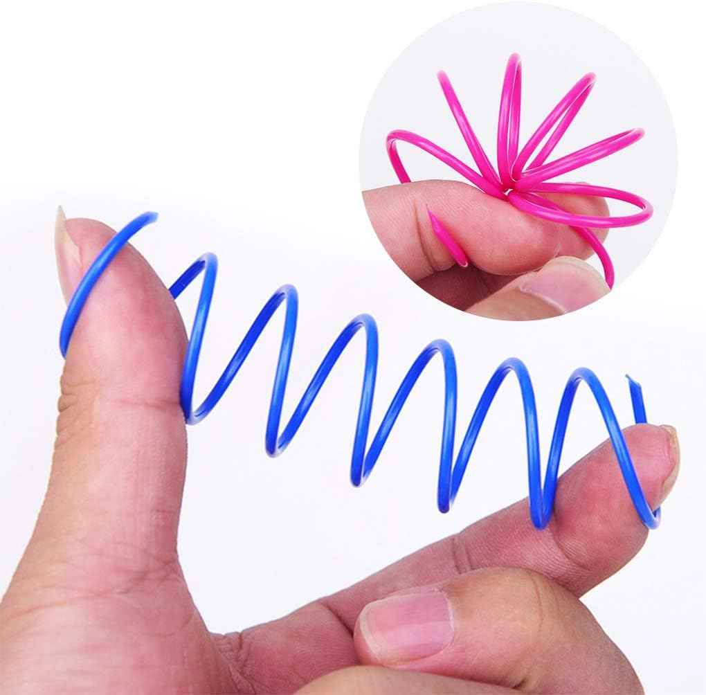 andiker 12pc interactive cat spiral spring toy for kitten swatting biting hunting play colorful sturdy plastic