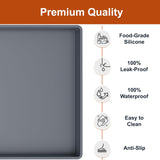 ukeetap Extra Thick Silicone Mat Waterproof with Raised Edge 19” x 12”, BPA Free Non-Slip Dog & Cat Food Mat, Feeding Mat for Food and Water Bowls, Spill Proof Mat to Protect Floors, Gray