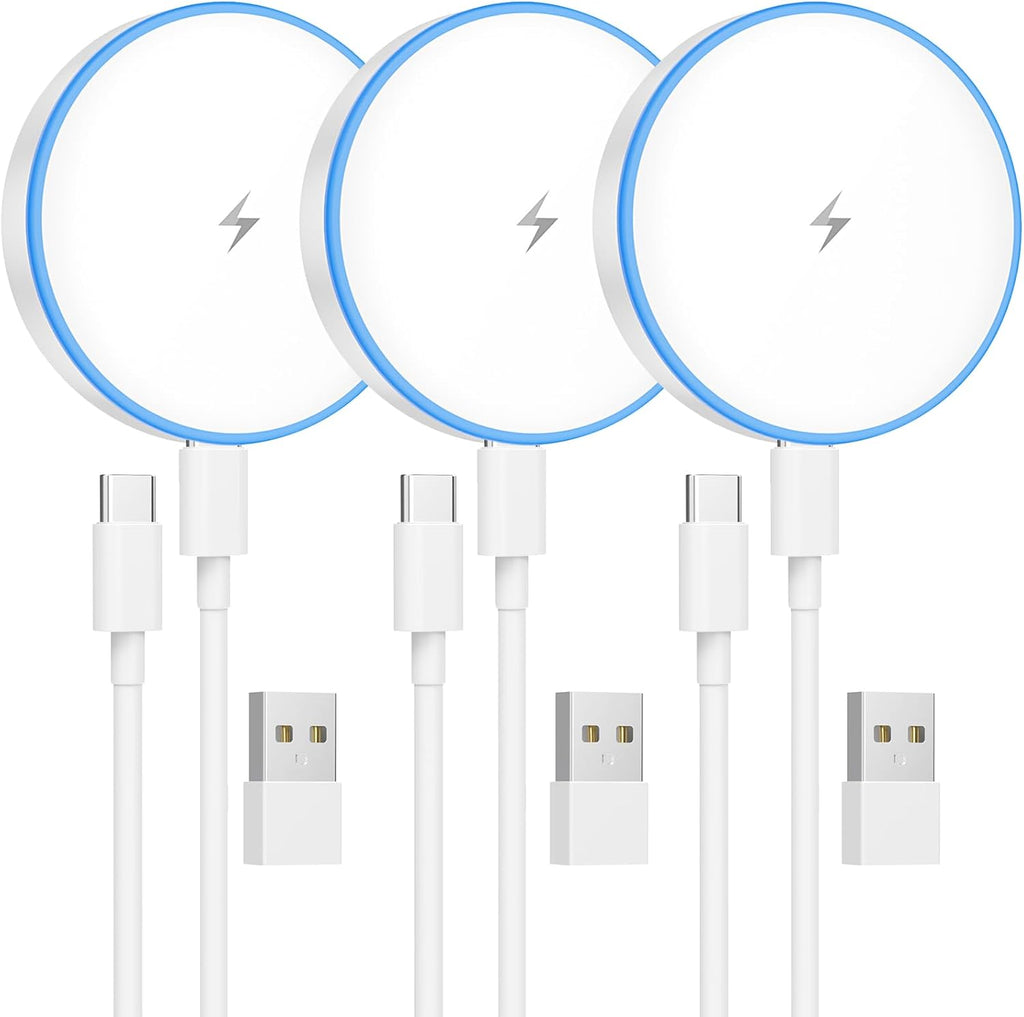MagSafe Charger 2 Pack 15W Magnetic Wireless Charger Fast Charging Pad Compatible with iPhone 17/16/15/14/13/12 Series & AirPods 3/2/Pro Magnetic MagSafe Charging Pad with Dual Ports - Rayz Mart