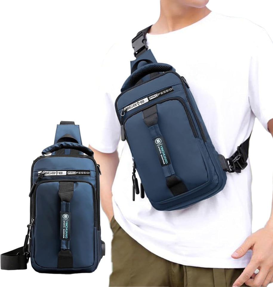 Small Sling Backpack Crossbody Sling Bag, Chest Bag Daypack Fanny Pack with Headphone Hole for Outdoors Hiking Traveling