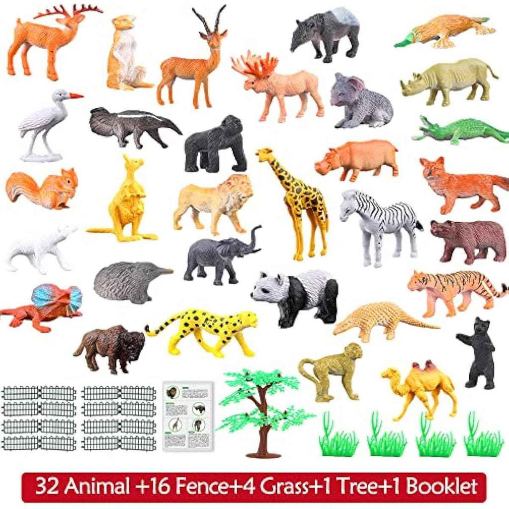 Animals Figure,54 Piece Mini Jungle Toys Set,ValeforToy Realistic Wild Vinyl Plastic Animal Learning Party Favors for Boys Girls Kids Toddlers Forest Small Playset Cupcake Topper