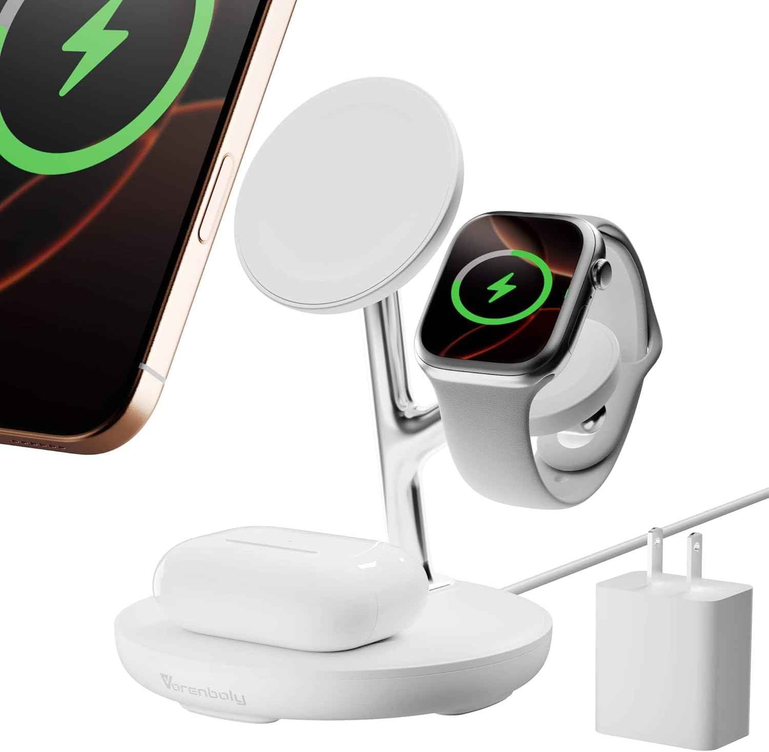Magnetic Charger for iPhone Charging Station, Mag-Safe Phone Charger for iPhone 17 16 15-12 Series ，for Airpods Apple Watch and Phone Charging Stand
