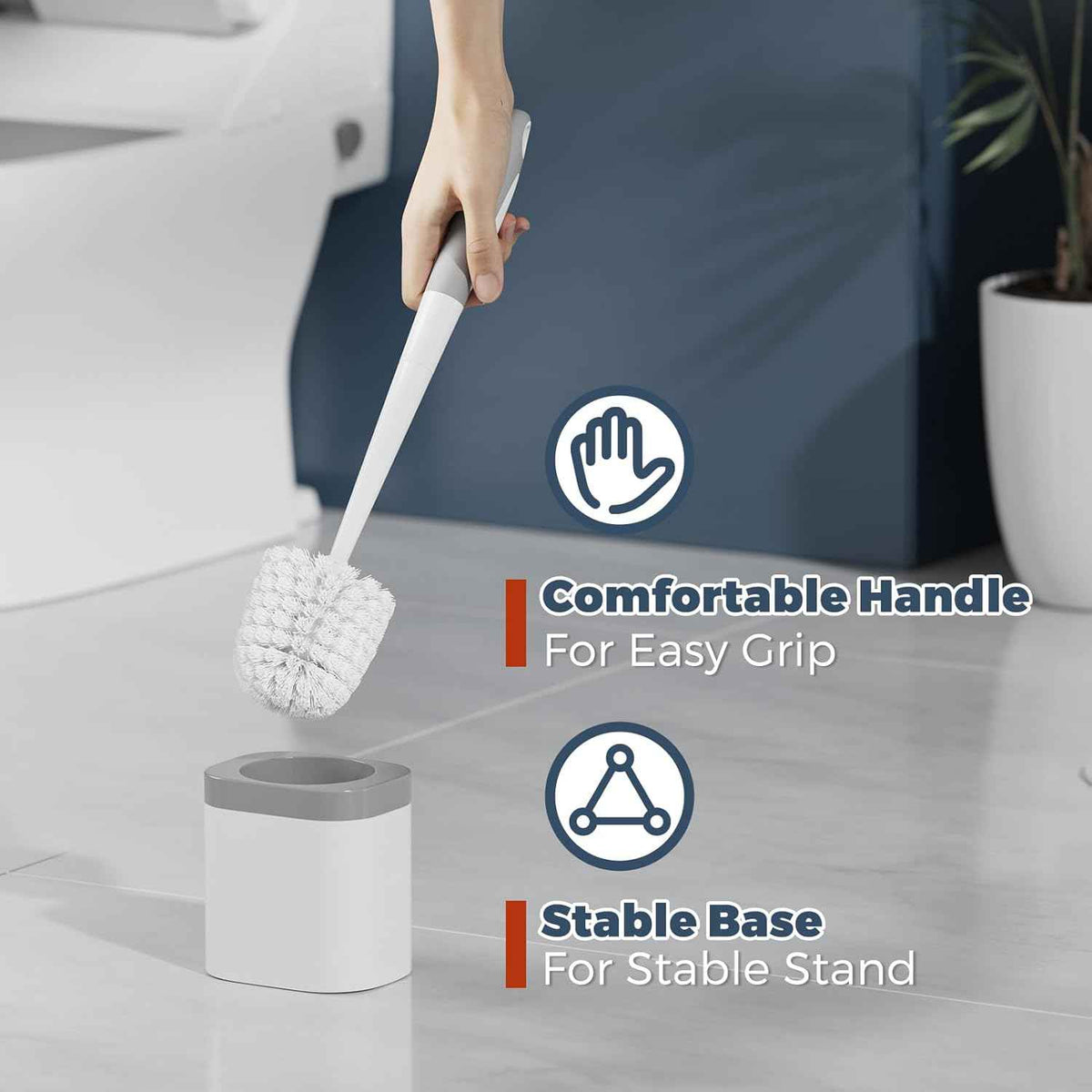Toilet Brush, 2 Pack Toilet Brush and Holder Set Bathroom Accessories, Toilet Bowl Brush and Holder for Bathroom, White