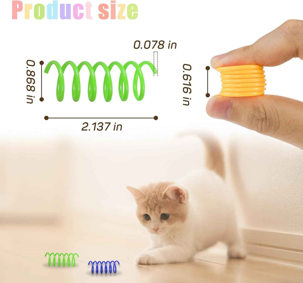 andiker 12pc interactive cat spiral spring toy for kitten swatting biting hunting play colorful sturdy plastic