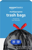 Amazon Basics MultiPLrpose Drawstring Trash Bags, 30 Gallon Capacity, Tear Resistant, 50 Count (Previously Solimo)