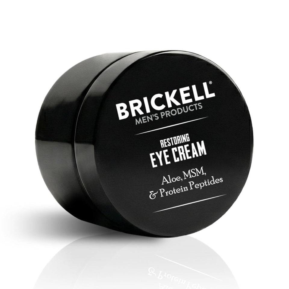 Brickell Men's Restoring Under Eye Cream for Men, Natural and Organic Anti Aging Eye Balm To Reduce PLffiness, Wrinkles, Dark Circles, Crows Feet and Under Eye Bags, 0.5 Ounce, Unscented