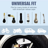 Tire Valve Stem Cap Cover - (5 Pack) Tire Air Cap Metal with Plastic Liner Corrosion Resistant Leak-Proof American Flag for Car Truck Motorcycle Bike Black
