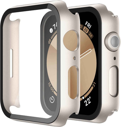 Misxi 2 Pack Tempered Glass Case Compatible for Apple Watch Series 11 (2025) Series 10 46mm, Screen Protector Cover for iWatch, Black