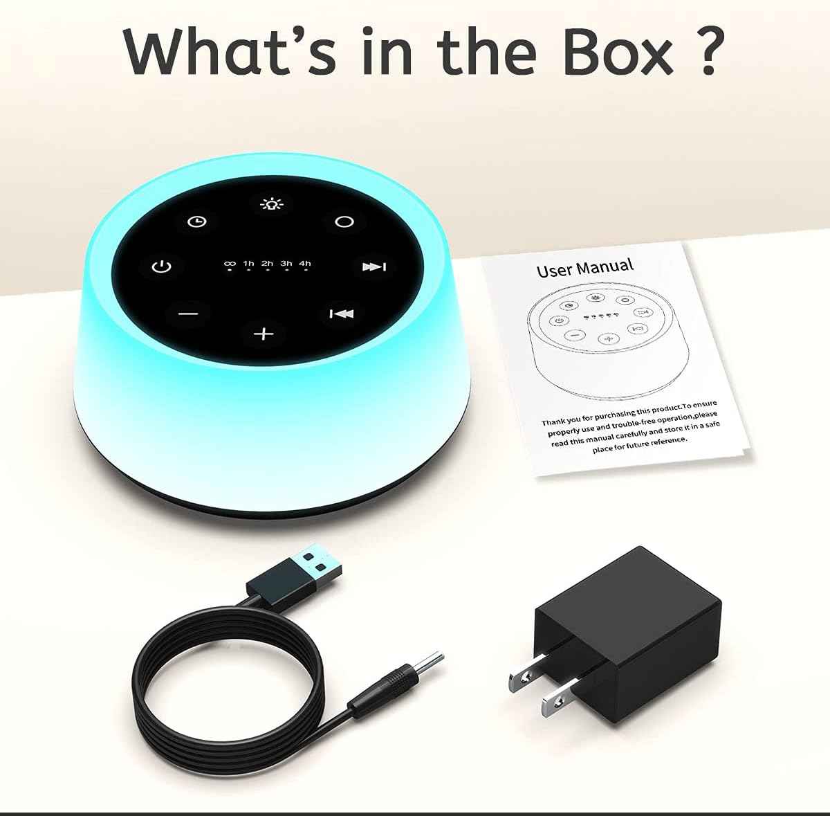 ColorsNoise Sound Machine and White Noise Machine with 30 Soothing Sounds with 12 Colors Baby Night Light with Memory Function (Black)