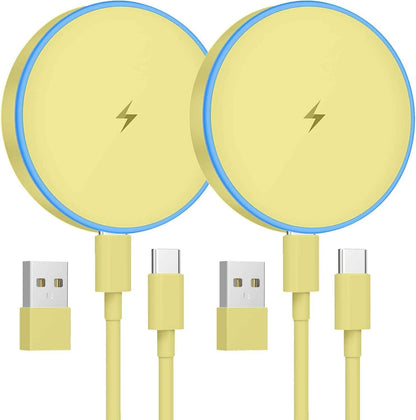 MagSafe Charger 2 Pack 15W Magnetic Wireless Charger Fast Charging Pad Compatible with iPhone 17/16/15/14/13/12 Series & AirPods 4/3/2/Pro Magnetic MagSafe Charging Pad with Dual Ports