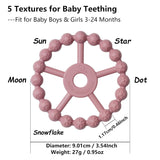 Silicone Baby Teething Ring Set – 3-Pack Multitextured Sensory Teethers for Infants and Toddlers, Easy-Grip Soft Silicone in Purple, Pink, and White