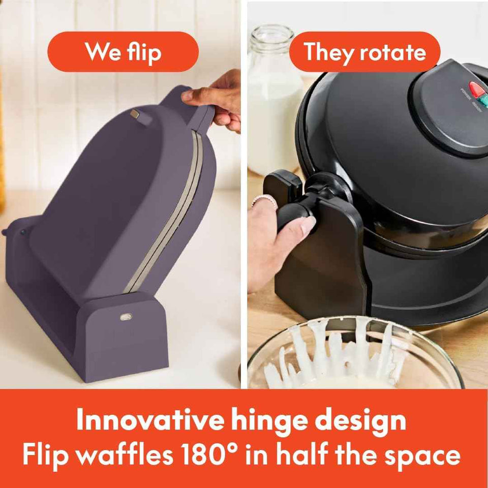 bella Flip-n-Store Waffle Maker, EverGood‰ã¢ Ceramic Nonstick Coating, Fits-anywhere‰ã¢ Kitchenware, Power Indicator Light & Touch Handle, 7‰۝ Wide & 1" Deep Plates, 1000 Watt, Plum