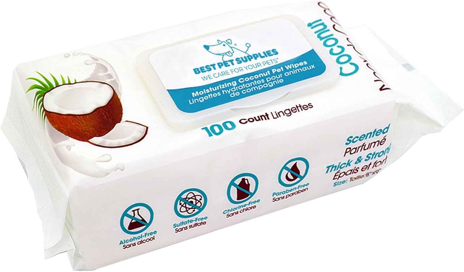 Best Pet Supplies Pet Wipes for Dogs - Dog Wipes Cleaning Deodorizing, for Coats, Ears, Paws - Hydrating, Aloe Vera