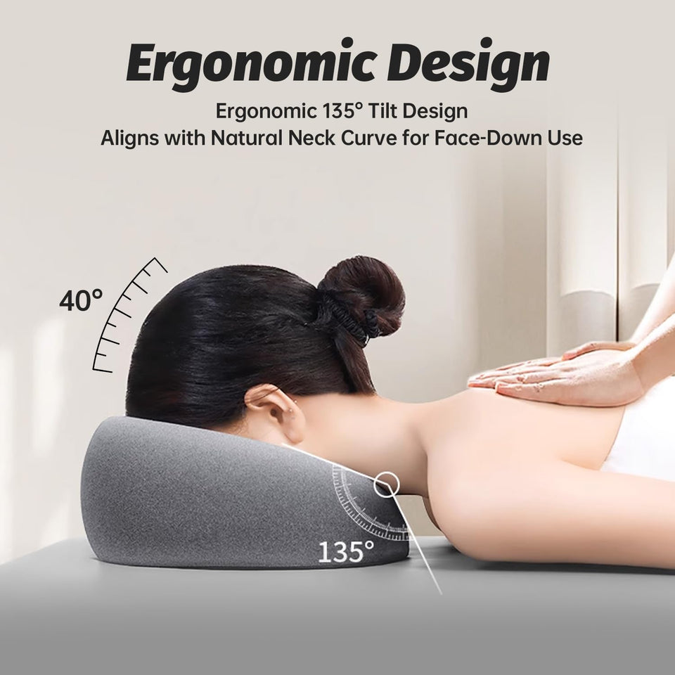 Face Down Pillows for Massage Table, Massage Headrest for Bed, Face Pillow for Stomach Sleeping, BBL Pillow After Surgery Post Eye Surgery & Vitrectomy Recovery, Removable Cover Grey