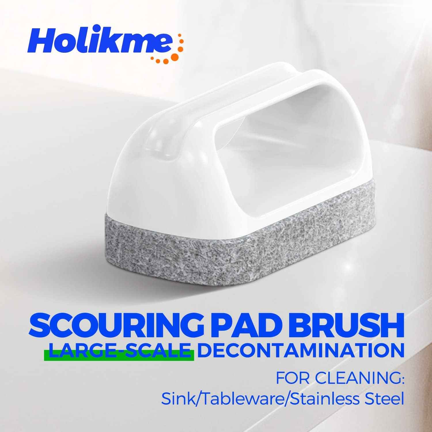 Holikme 7 Pack Deep Cleaning Brush Set, Scrub Pads with Scraper Tip for Pool Walls, Bathroom, Grout, Floor, Tub, Shower and Kitchen Surface (Green)