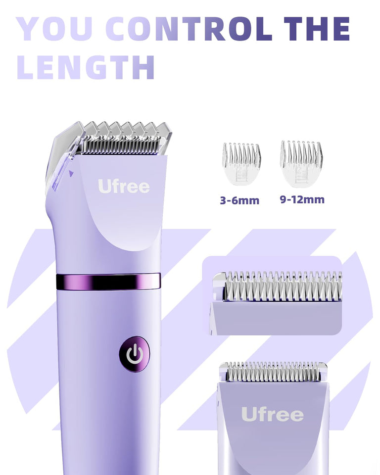 Ufree Bikini Trimmer Electric Razors for Women, Rechargeable PLbic Body Hair Trimmer Electric Shaver for Legs Body Hair, Bikini Shaver IPX7 Waterproof, Gifts for Women, PLrple