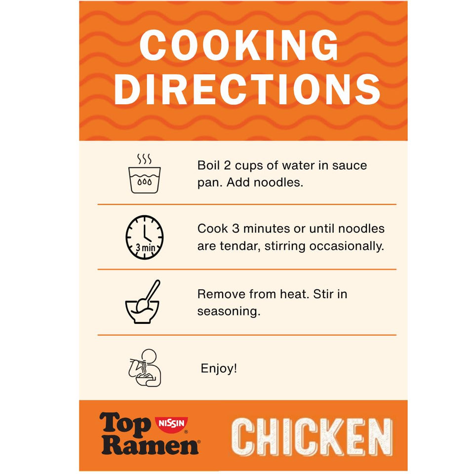 Nissin Top Ramen Noodle Soup, Chicken, 3 Ounce (Pack of 24)