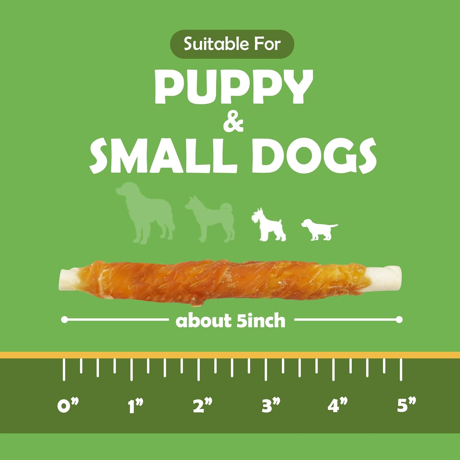 MON2SUN 5-inch rawhide twist chicken hide sticks for puppy and small dogs, 14.11 oz chicken pack
