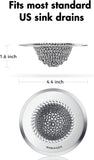 Revolutionary Kitchen Sink Drain Strainer/Patented Reversible Chain Mesh, Effortless Cleaning & Debris Catcher, Large Capacity, No Clog, 304 Stainless Steel & Rust-Proof/Handmade