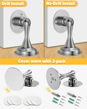 Door Stoppers Magnetic Door Catch - 2 Pack Stainless Steel Heavy Duty Door Holder Stops for Bottom Top of Door - Wall Floor Mounting No Drill Strong Adhesive & Screws Strong Magnet Keep Door Open