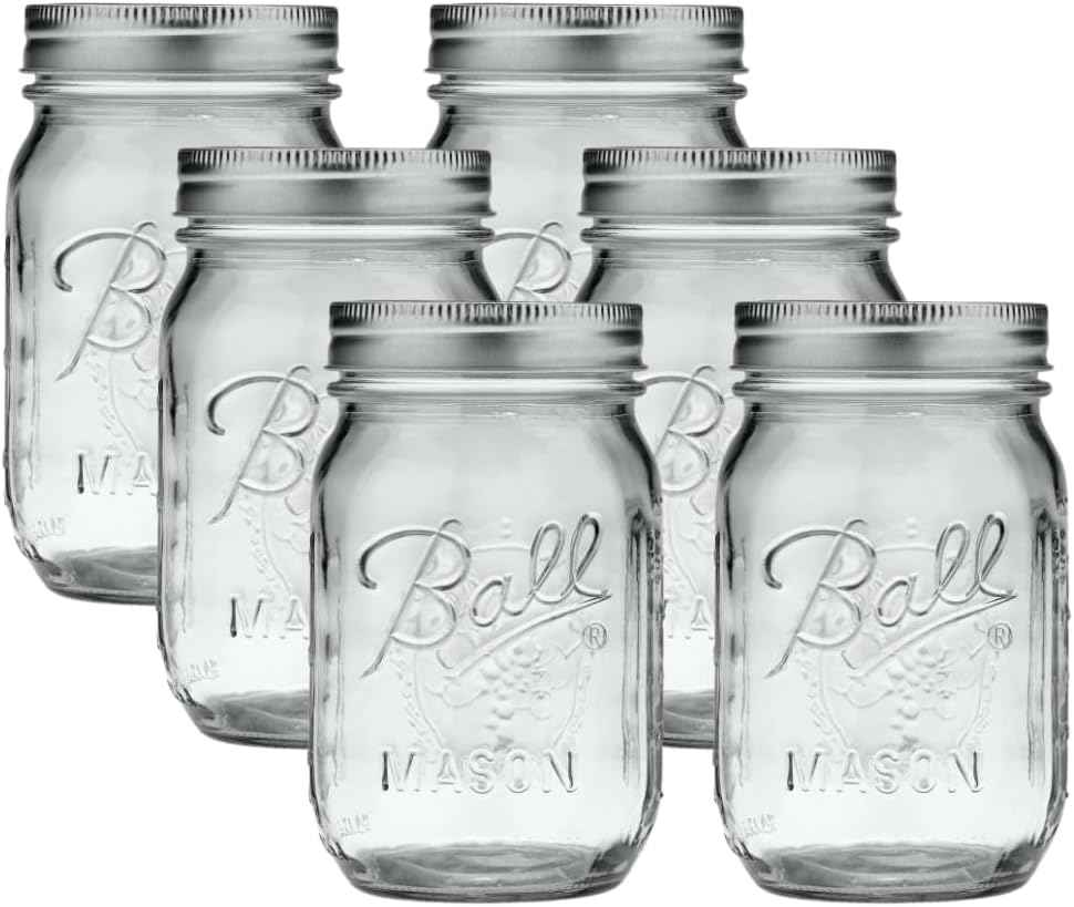 Ball Wide Mouth Glass Mason Jars with Lids and Bands, Used for Canning, Pickling, Juice, Jam, Jelly, Quart Size 32 Ounce (Pack of 2)