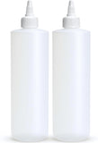 BRIGHTFROM Condiment Squeeze Bottles, 16 OZ Empty Squirt Bottle with Twist Top Cap, Leak Proof - Great for Ketchup, Mustard, Syrup, Sauces, Dressing, Oil, Arts and Crafts, BPA FREE Plastic - 2 PACK
