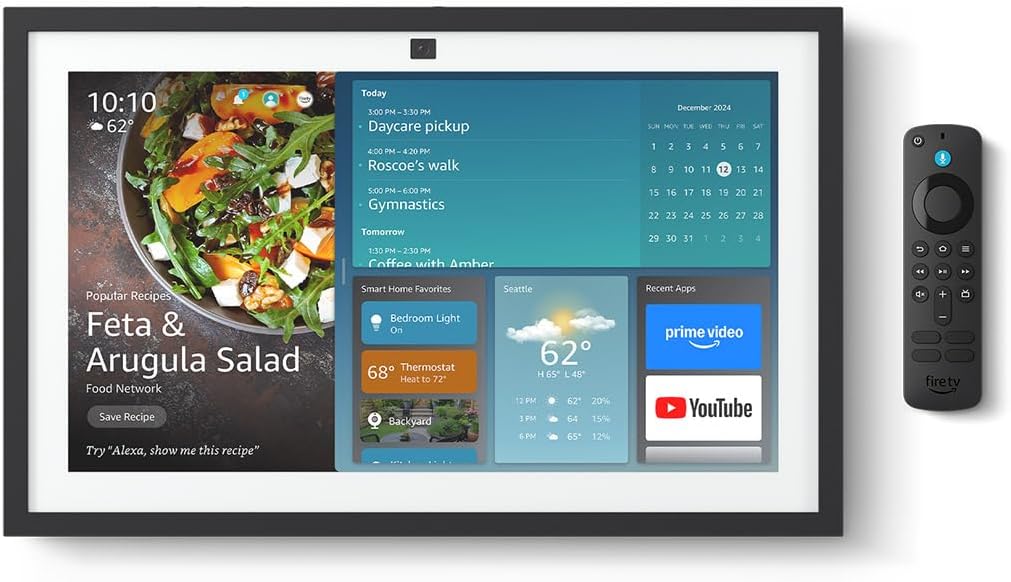 Amazon Echo Show 15 (newest model), Full HD 15.6" kitchen hub for home organization, with built-in Fire TV, Designed for Alexa+