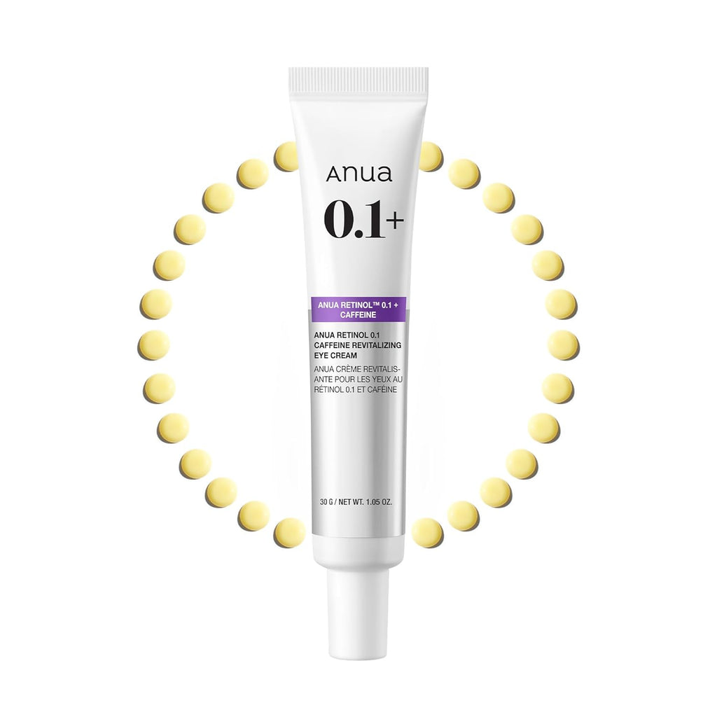 Anua Retinol 0.1 Caffeine Revitalizing Eye Cream, Lightweight Formula for Dark Circles & Puffiness, Hydrating for Sensitive Skin, Korean Skincare,1.05 fl oz